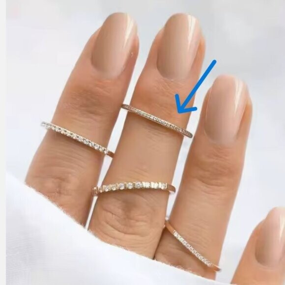 Waterproof Gold Zircon Ring Dainty Non Tarnish Everyday Stacking Jewelry - Picture 1 of 11